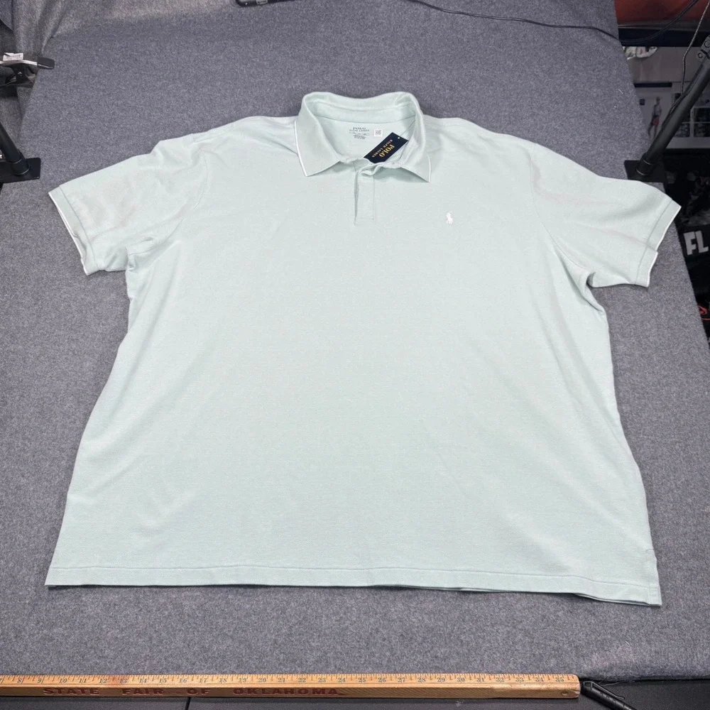 Polo Ralph Lauren Mens 5XB Mint Green Pique Polo Shirt Short Sleeve 711963494002